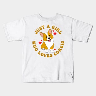 Just a Girl Who Loves Corgis Quote Kids T-Shirt